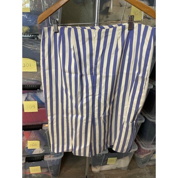 Vintage 90s Handmade Blue White Vertical Stripe Skirt and Jacket Set Sz M - Picture 13 of 16